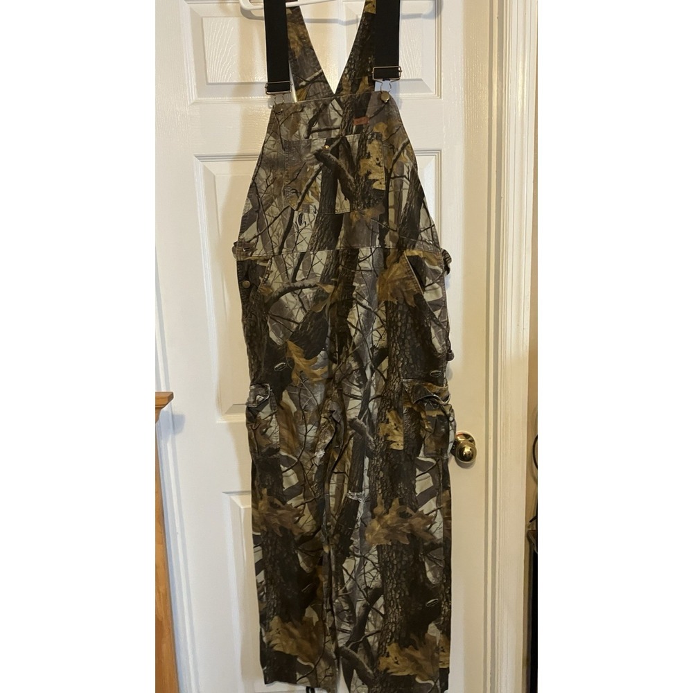 Vintage Woolrich Bib Overalls Size Large Realtree Camouflage Hunting Gear